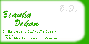 bianka dekan business card